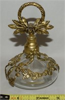 Vtg Globe 24kt Gold Plated & Glass Perfume Bottle