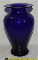 Vintage Cobalt Blue Glass 9" Tall Flower Vase