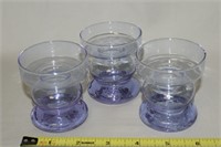 Tiffin Twilight Blue Neodymium Glass Candleholders