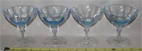 (4) Fostoria Azure Blue Optic Glass Sherbets 4.25"