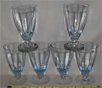 (6) Fostoria Azure Blue Optic Glass Iced Tea 8.25"