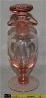 Pink Depression Glass Oil/Vinegar Etched Bottle