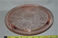 Pink Depresion Glass 3 Footed 10" Cake Plate