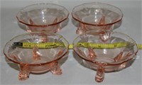 (4) Heisey Pink Empress Depression Glass Nut Cups