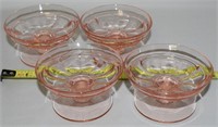 (4) Heisey Pink Flat Panel Depression Glass Cups
