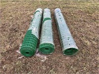 3 rolls of vinyl coated woven wire fence