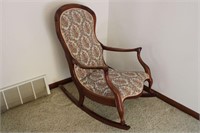 Lovely Vintage Open-Arm Cherry Wood Rocking Chair