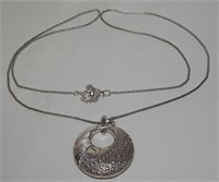 Long Brighton Silvertone Pendant Necklace