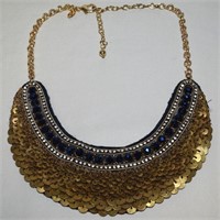Chico's Gold Sequin & Rhinestone Collar Necklace