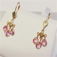 $3600 14K  Pink Sapphire(1.6ct) Diamond(0.22ct) Ea