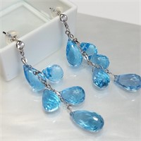 $1600 14K  Blue Topaz(35ct) White Sapphire(0.15ct)