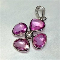 $1400 14K  Pink Sapphire(2.4ct) Diamond(0.05ct) Pe