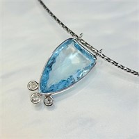 $4500 10K/14K  Aquamarine(12.5ct) Diamond(0.12ct)