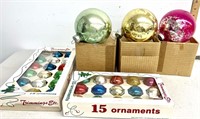 (3) Large Christmas balls, (2) boxes of small