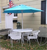 1950s wrought iron outdoor table and chair set