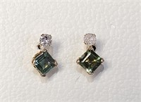 $500 10K  Tourmaline(0.44ct) Diamond(0.06ct) Earri
