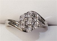 $200 Silver 7 Diamonds Ring