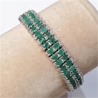 $1937 Silver 120 Emeralds(7.4ct) Bracelet