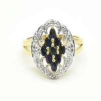 $180 Gold plated Sil Blue Sapphire White Topaz(1.4