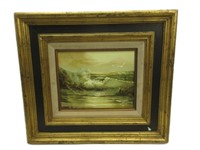 Oil On Canvas Ocean Waves 16"x18"