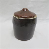 Stoneware Storage Jar - chips in lid and jar -