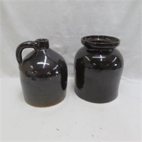 Shoulder Jug & Wide Mouth Jar - Pottery - Vintage