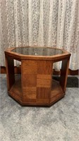Octagon mirrored top end table 26”x 26” x 21”
