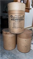 3 cardboard storage cans with lids 24" tall