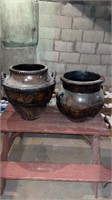Two large ceramic flower pots 17" tall x 15" tall