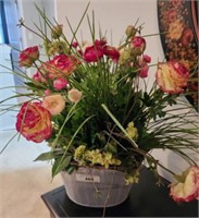 GALVANIZED BUCKET WITH ARTIFICIAL FLOWERS