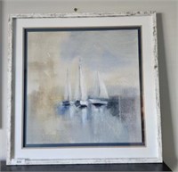 PAINTED DISTRESSED SAIL BOAT SCENE