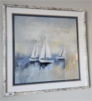PAINTED DISTRESSED SAIL BOAT SCENE
