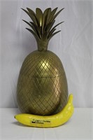 Large MCM Solid Brass Pineapple Lidded Container