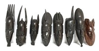 Collection Hand-Carved Ebony Wood African Masks