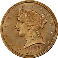 $5 1857-S PCGS MS64 S.S.C.A