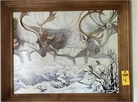 Moose Oil Painting Signed Mae Yi