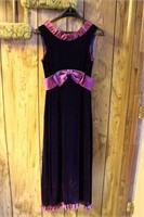 Awesome '60s/70s Purple Velvet & Satin Even'g Gown