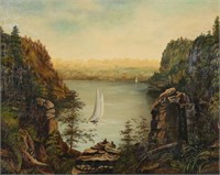 Oil on Canvas Lake Landscape