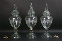 3 Glass Apothecary Dispensers
