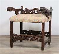 Carved Italian Baroque Style Low Back Chair