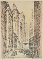 Nat Lowell Lithograph Financial District N.Y.