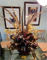 Gorgeous Dried Floral and Feather Centerpiece