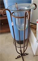 Metal Plant Stand With Glass Vase 41" Tall