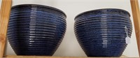 2 Blue Planter Pots