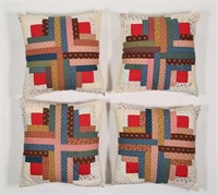 4 Log Cabin Pattern Quilt Pillows