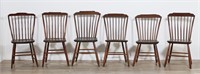 Six Rustic Farmhouse Spindleback Chairs