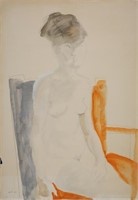 Mixed Media Portrait of a Seated Nude