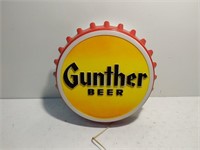 Gunther Beer lightup bottle cap sign
