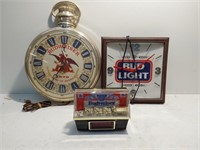 (2) Budweiser and (1) Bud Lite clock