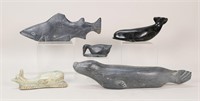 5 Inuit Stone Carvings Animals